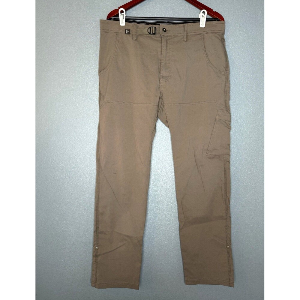 prAna Breathe Pants Mens 36x32 Brown Nylon Stretch Cargo Hiking Outdoor